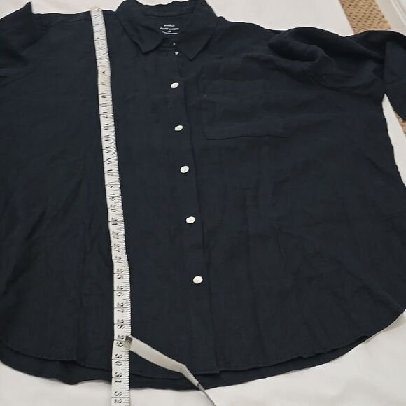 M&S PURE LINEN Black Lightweight Casual Button Down Shirt SIZE 20 - Picture 5 of 7